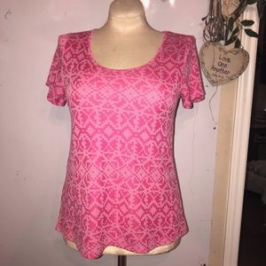 LuLaRoe Pink Shirt with White Print